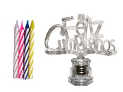144 Sets of 5 Piece Feliz Cumpleanos Flashing Candle 