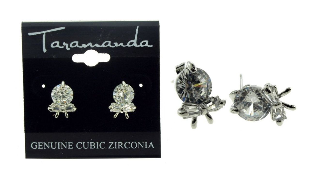 60 Wholesale Silver Tone Cubic Zirconia Stud Earrings