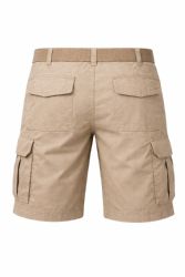 24 Pieces Yacht & Smith Mens Cotton 6 Pocket Cargo Shorts With Adjustable Belt Assorted Sizes, Beige - Mens Shorts