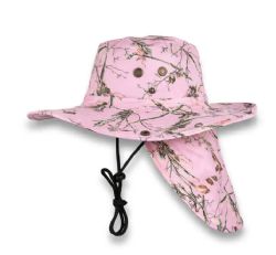 48 Pieces High Profile Wide Brim Sun Hat Hunting Camo Pink - Sun Hats