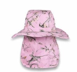 48 Pieces High Profile Wide Brim Sun Hat Hunting Camo Pink - Sun Hats