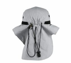48 Pieces Sun String High Profile Wide Brim Flap Hat Grey - Sun Hats