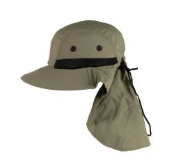 48 Pieces Sun String High Profile Wide Brim Flap Hat Olive - Sun Hats