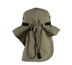 48 Pieces Sun String High Profile Wide Brim Flap Hat Olive - Sun Hats