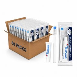 50 Wholesale Yacht & Smith Dental Kit 1 White Plastic Toothbrush And 1oz Toothpaste In Film Package