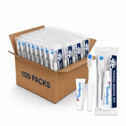 100 Wholesale Yacht & Smith Dental Kit 1 White Plastic Toothbrush And 1oz Toothpaste In Film Package