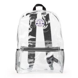 17 Inch Backpacks For Kids, Clear With Black Trim, 48 Pack