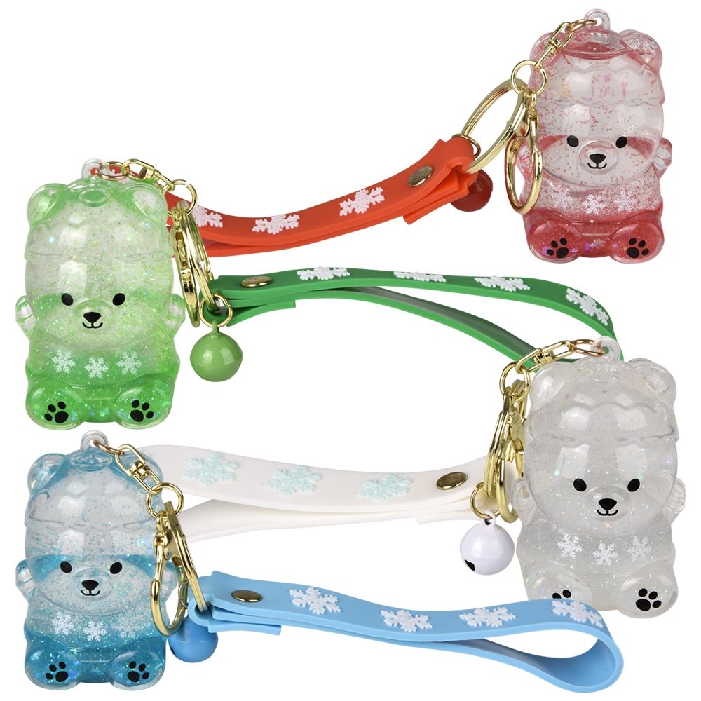 144 Wholesale 2.33-inch Christmas Liquid Bear Wristlet Clip on