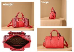 4 Pieces Wrangler Braided Paisley Bandana Boston Bag - Red - Tote Bags & Slings