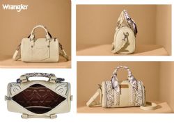 4 Pieces Wrangler Braided Paisley Bandana Boston Bag - Tan - Tote Bags & Slings