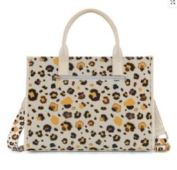 4 Pieces Wrangler Leopard Print Canvas Oversized Tote with Adjustable Strap - Beige - Tote Bags & Slings