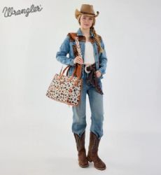4 Pieces Wrangler Leopard Print Canvas Oversized Tote with Adjustable Strap - Brown - Tote Bags & Slings