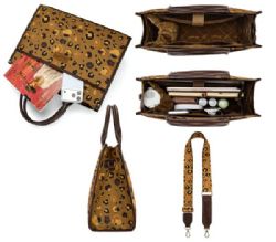 4 Pieces Wrangler Leopard Print Canvas Oversized Tote with Adjustable Strap - Coffee - Tote Bags & Slings