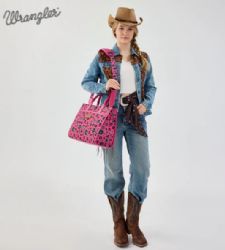 4 Pieces Wrangler Leopard Print Canvas Oversized Tote with Adjustable Strap - Hot Pink - Tote Bags & Slings