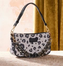 4 Pieces Wrangler Leopard Print Canvas Shoulder Bag with Chain Strap - Black - Shoulder Bags & Messenger Bags