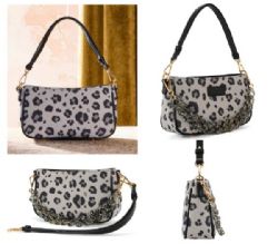 4 Pieces Wrangler Leopard Print Canvas Shoulder Bag with Chain Strap - Black - Shoulder Bags & Messenger Bags