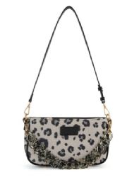 4 Pieces Wrangler Leopard Print Canvas Shoulder Bag with Chain Strap - Black - Shoulder Bags & Messenger Bags