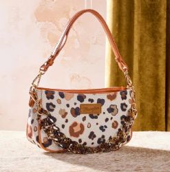 4 Pieces Wrangler Leopard Print Canvas Shoulder Bag with Chain Strap -Brown - Shoulder Bags & Messenger Bags