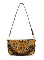 4 Pieces Wrangler Leopard Print Canvas Shoulder Bag with Chain Strap - Coffee - Shoulder Bags & Messenger Bags