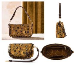 4 Pieces Wrangler Leopard Print Canvas Shoulder Bag with Chain Strap - Coffee - Shoulder Bags & Messenger Bags