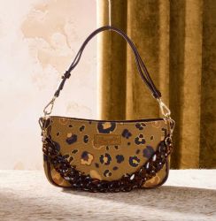 4 Pieces Wrangler Leopard Print Canvas Shoulder Bag with Chain Strap - Coffee - Shoulder Bags & Messenger Bags