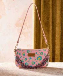 4 Pieces Wrangler Leopard Print Canvas Shoulder Bag with Chain Strap - Pink - Shoulder Bags & Messenger Bags