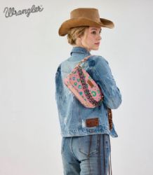 4 Pieces Wrangler Leopard Print Canvas Shoulder Bag with Chain Strap - Pink - Shoulder Bags & Messenger Bags
