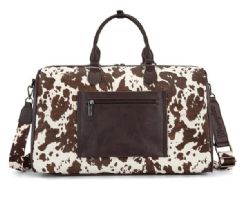 4 Pieces Wrangler Cow Print Fringe Duffle/crossbody - Coffee - Duffel Bags