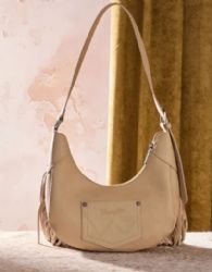 4 Pieces Wrangler Cow Print Fringe Shoulder Hobo Bag - Tan - Shoulder Bags & Messenger Bags