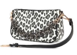 4 Pieces Wrangler Western Leopard Print Shoulder Bag with Chain Detail - Black - Shoulder Bags & Messenger Bags