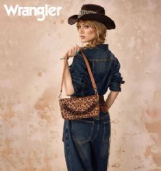 4 Pieces Wrangler Western Leopard Print Shoulder Bag With Chain Detail - Brown - Shoulder Bags & Messenger Bags