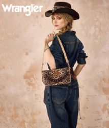 4 Pieces Wrangler Western Leopard Print Shoulder Bag With Chain Detail - Leopard - Shoulder Bags & Messenger Bags