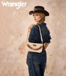 4 Pieces Wrangler Western Leopard Print Shoulder Bag With Chain Detail - Tan - Shoulder Bags & Messenger Bags