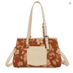 4 Pieces Wrangler Floral Printed Braided Scarf Tote/Crossbody Bag - Brown - Tote Bags & Slings