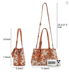 4 Pieces Wrangler Floral Printed Braided Scarf Tote/crossbody Bag - Dark Brown - Tote Bags & Slings