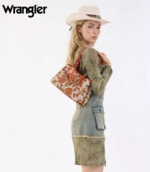 4 Pieces Wrangler Floral Printed Braided Scarf Tote/crossbody Bag - Dark Brown - Tote Bags & Slings