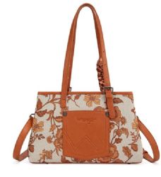 4 Pieces Wrangler Floral Printed Braided Scarf Tote/crossbody Bag - Dark Brown - Tote Bags & Slings