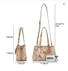 4 Pieces Wrangler Floral Printed Braided Scarf Tote/crossbody Bag - Gold - Tote Bags & Slings