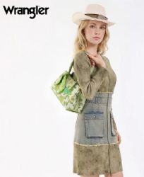 4 Pieces Wrangler Floral Printed Braided Scarf Tote/crossbody Bag - Green - Tote Bags & Slings