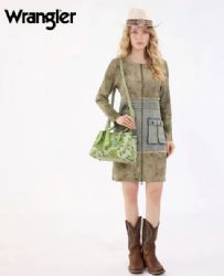 4 Pieces Wrangler Floral Printed Braided Scarf Tote/crossbody Bag - Green - Tote Bags & Slings