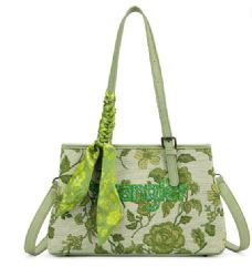 4 Pieces Wrangler Floral Printed Braided Scarf Tote/crossbody Bag - Green - Tote Bags & Slings