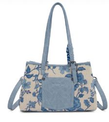 4 Pieces Wrangler Floral Printed Braided Scarf Tote/crossbody Bag - Jean - Tote Bags & Slings