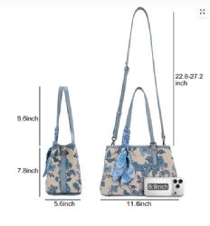 4 Pieces Wrangler Floral Printed Braided Scarf Tote/crossbody Bag - Jean - Tote Bags & Slings