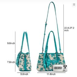 4 Pieces Wrangler Floral Printed Braided Scarf Tote/crossbody Bag - Turquoise - Tote Bags & Slings