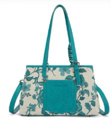 4 Pieces Wrangler Floral Printed Braided Scarf Tote/crossbody Bag - Turquoise - Tote Bags & Slings