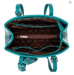 4 Pieces Wrangler Floral Printed Braided Scarf Tote/crossbody Bag - Turquoise - Tote Bags & Slings
