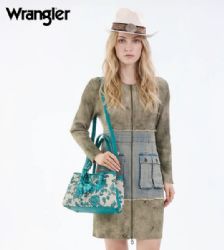 4 Pieces Wrangler Floral Printed Braided Scarf Tote/crossbody Bag - Turquoise - Tote Bags & Slings