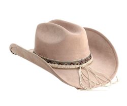 6 Pieces Poly Felt Western Cowboy Hat W/ Decoration Band Pink - Cowboy & Boonie Hat