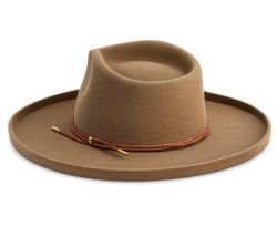 6 Pieces Wool Felt Teardrop Fedora Hats With Curled Brim & Trim Band Tan - Fedoras, Driver Caps & Visor