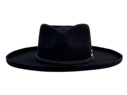 6 Pieces Wool Felt Teardrop Fedora Hats With Curled Brim & Leather Trim Band Black - Fedoras, Driver Caps & Visor